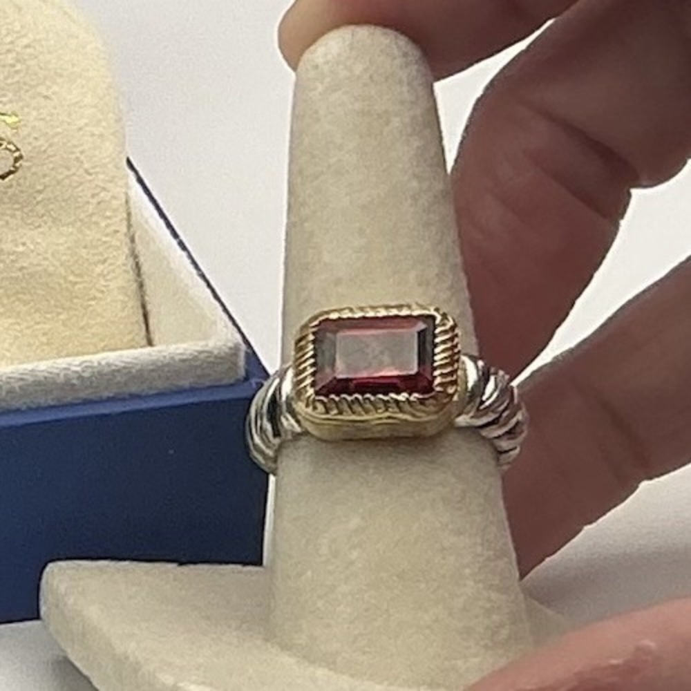 Christian James Scott Grimes Garnet Ripple Ring Sterling 14K Gold Clad 5 J441035